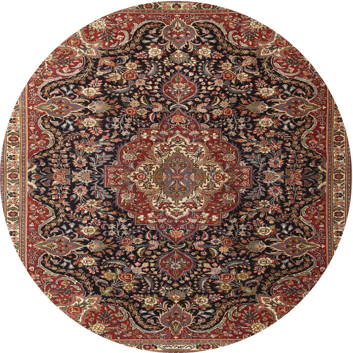 Square Machine Washable Traditional Orange Brown Rug, wshtr1223