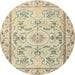 Round Traditional Brown Gold Medallion Rug, tr1224