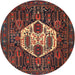 Round Traditional Brown Medallion Rug, tr1226