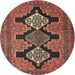 Round Traditional Rust Pink Persian Rug, tr1228