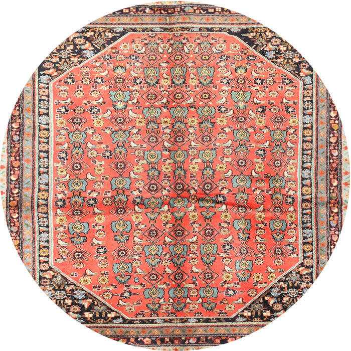 Round Traditional Fire Brick Red Persian Rug, tr1230