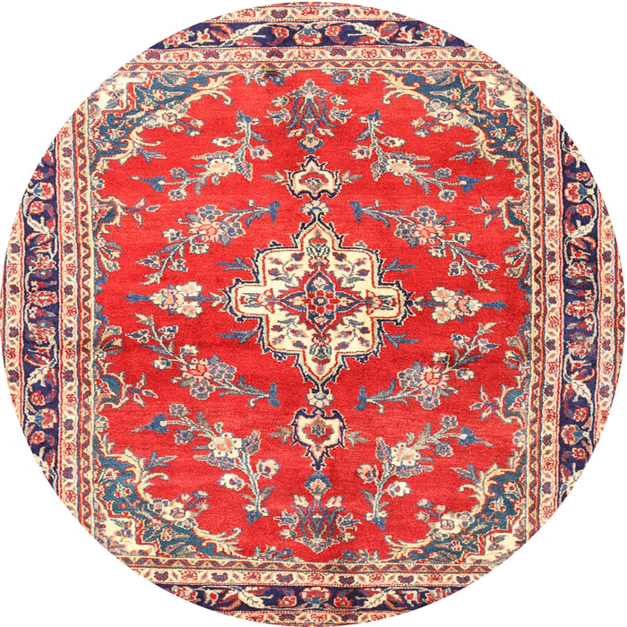 Round Traditional Light French Beige Brown Medallion Rug, tr1231