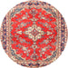 Round Traditional Light French Beige Brown Medallion Rug, tr1231