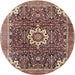 Round Traditional Camel Brown Medallion Rug, tr1232