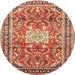 Round Traditional Sand Brown Persian Rug, tr1234