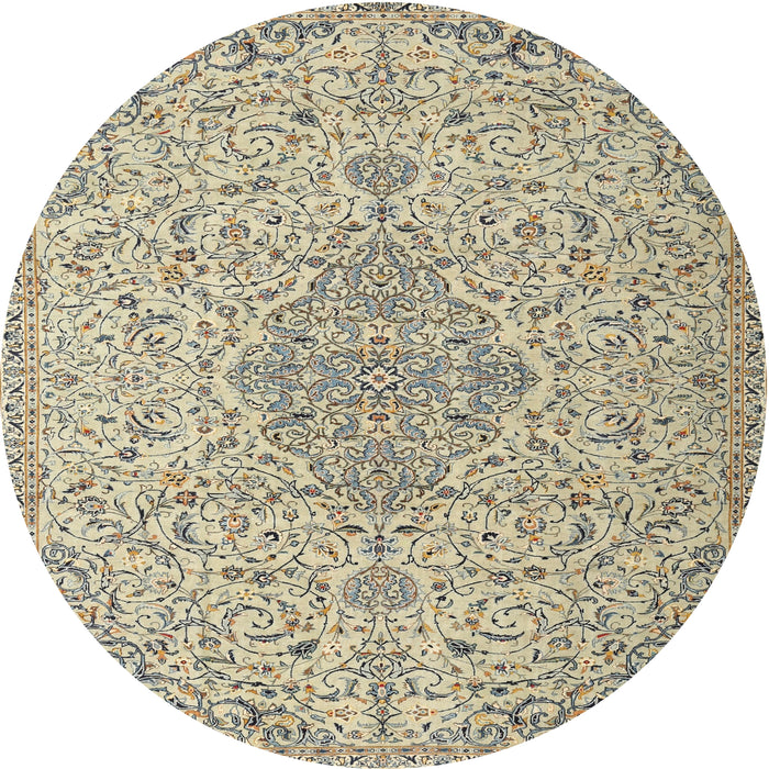 Round Traditional Khaki Gold Persian Rug, tr1235