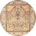 Square Machine Washable Traditional Brown Gold Rug, wshtr1237