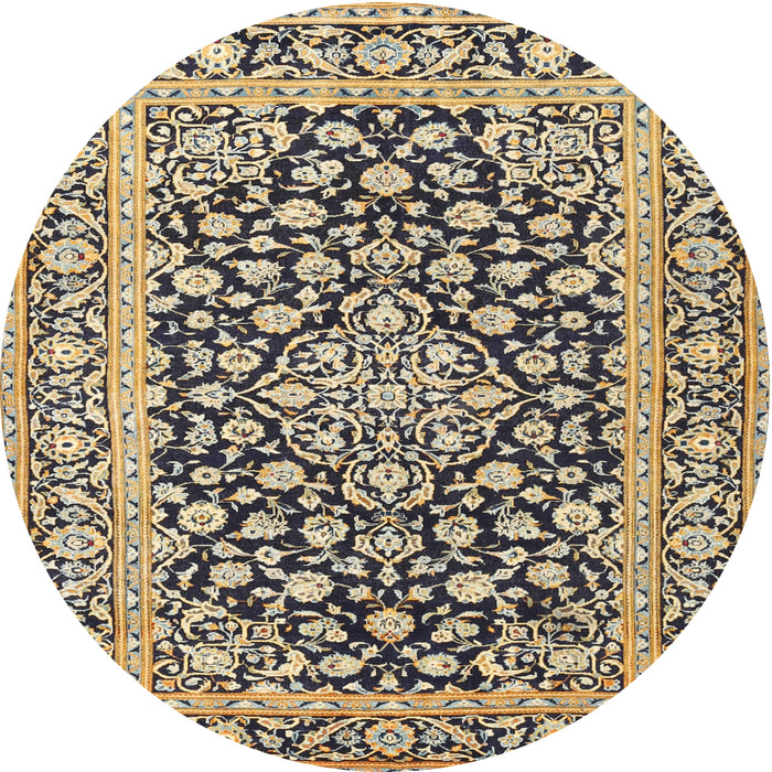 Round Traditional Brown Gold Persian Rug, tr1239