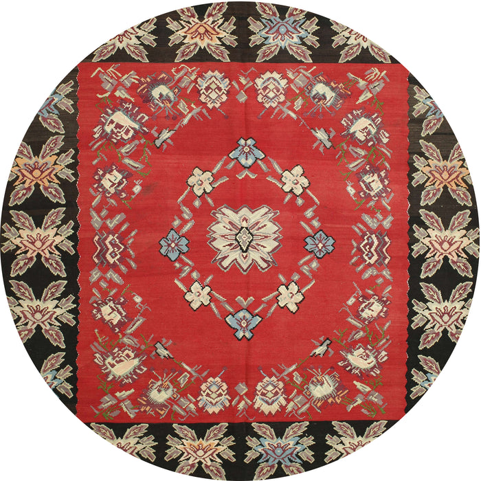 Round Traditional Dark Almond Brown Persian Rug, tr123