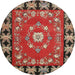 Round Traditional Dark Almond Brown Persian Rug, tr123