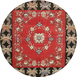 Square Machine Washable Traditional Dark Almond Brown Rug, wshtr123
