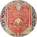 Round Traditional Brown Medallion Rug, tr1242