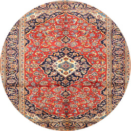 Square Machine Washable Traditional Brown Red Rug, wshtr1245