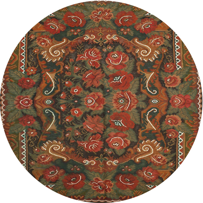 Round Traditional Sienna Brown Animal Rug, tr124