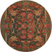 Round Traditional Sienna Brown Animal Rug, tr124