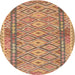 Round Traditional Sand Brown Persian Rug, tr1250