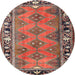 Round Traditional Orange Salmon Pink Persian Rug, tr1251