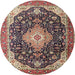 Round Traditional Camel Brown Medallion Rug, tr1252