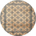 Round Traditional Brown Persian Rug, tr1253