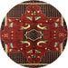 Round Traditional Reddish Brown Persian Rug, tr1254