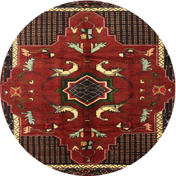Square Machine Washable Traditional Red Brown Rug, wshtr1254