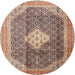 Round Traditional Chestnut Brown Medallion Rug, tr1255