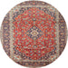 Round Traditional Light French Beige Brown Medallion Rug, tr1256