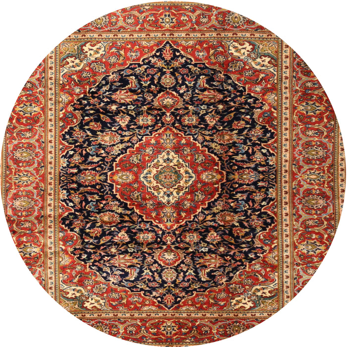 Round Traditional Red Medallion Rug, tr1257