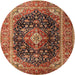 Round Traditional Red Medallion Rug, tr1257