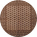 Round Traditional Dark Sienna Brown Persian Rug, tr1259