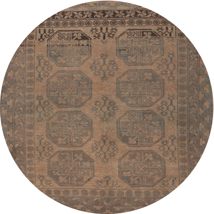 Round Traditional Brown Persian Rug, tr1260