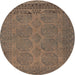 Round Traditional Brown Persian Rug, tr1260
