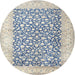 Round Traditional Slate Blue Grey Persian Rug, tr1263