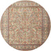 Round Traditional Sienna Brown Persian Rug, tr1264