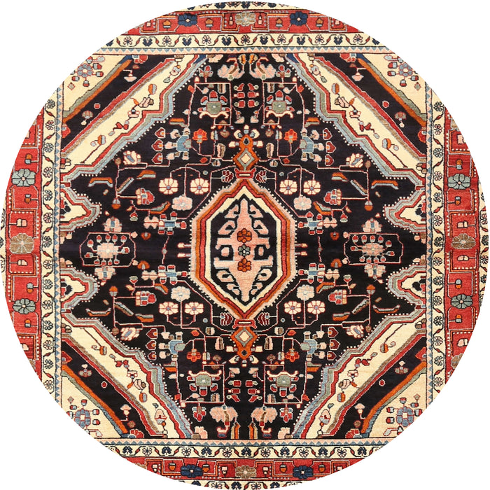 Round Traditional Saffron Red Persian Rug, tr1266