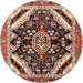 Round Traditional Saffron Red Persian Rug, tr1266