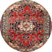 Square Machine Washable Traditional Saffron Red Rug, wshtr1268