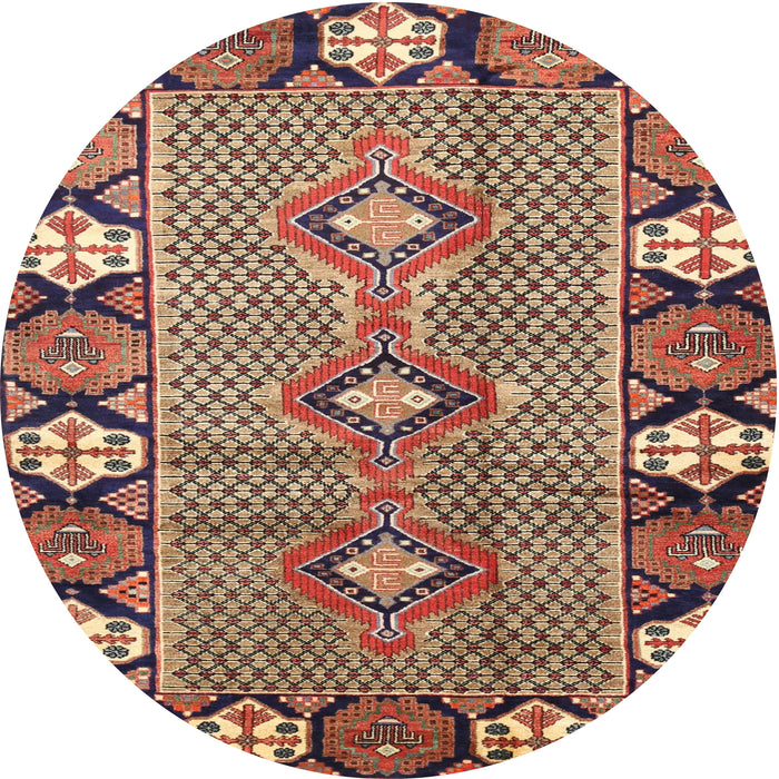 Square Machine Washable Traditional Sand Brown Rug, wshtr1269