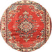 Round Traditional Sandy Brown Medallion Rug, tr1270