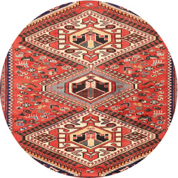 Round Traditional Tangerine Pink Persian Rug, tr1271