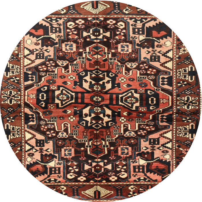 Round Traditional Orange Brown Persian Rug, tr1272