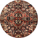 Round Traditional Orange Brown Persian Rug, tr1272