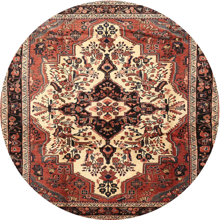 Round Traditional Sand Brown Persian Rug, tr1274