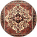 Round Traditional Sand Brown Persian Rug, tr1274