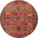 Round Traditional Rust Pink Persian Rug, tr1275