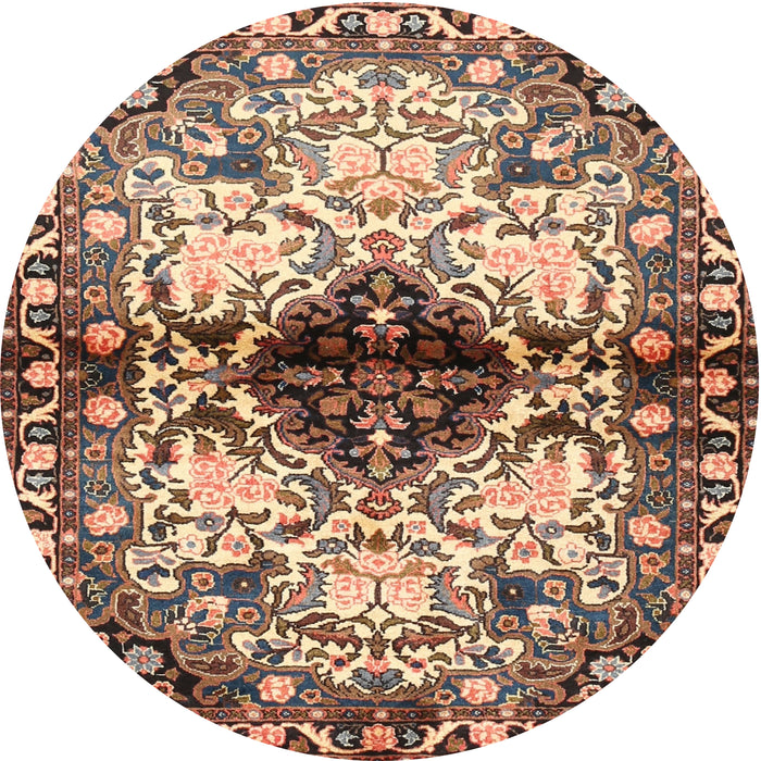 Round Traditional Red Brown Persian Rug, tr1276