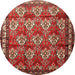 Round Traditional Orange Salmon Pink Persian Rug, tr1278