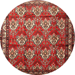 Square Machine Washable Traditional Orange Salmon Pink Rug, wshtr1278