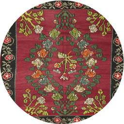 Round Traditional Dark Green Persian Rug, tr127
