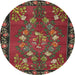 Round Traditional Dark Green Persian Rug, tr127